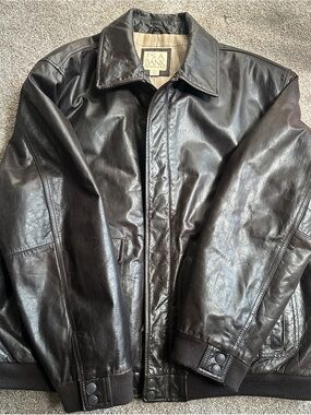 Jos. A. Bank Dark Brown Leather Bomber Jacket